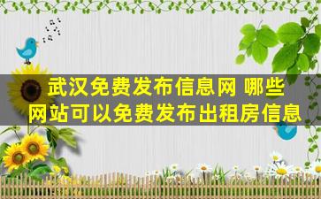 武汉免费发布信息网 哪些网站可以免费发布出租房信息